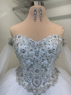 ✨Tiffany 26988 White Ball Gown Size 12 – Quinceañera Prom Dress Wedding Formal